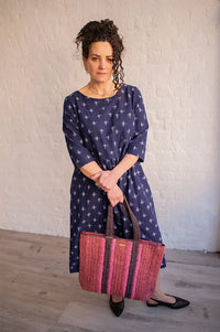Bibico Orla Navy Ikat Print Dress - The Mercantile London