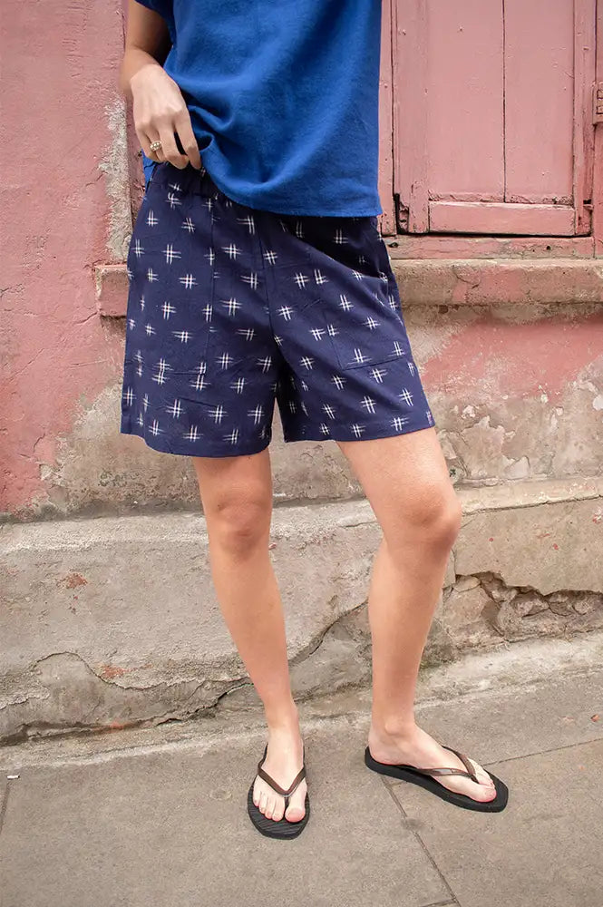 Bibico Petra Navy Ikat Shorts - The Mercantile London