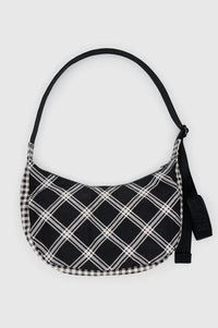Baggu Medium Nylon Mixed Plaid Crescent Bag - The Mercantile London
