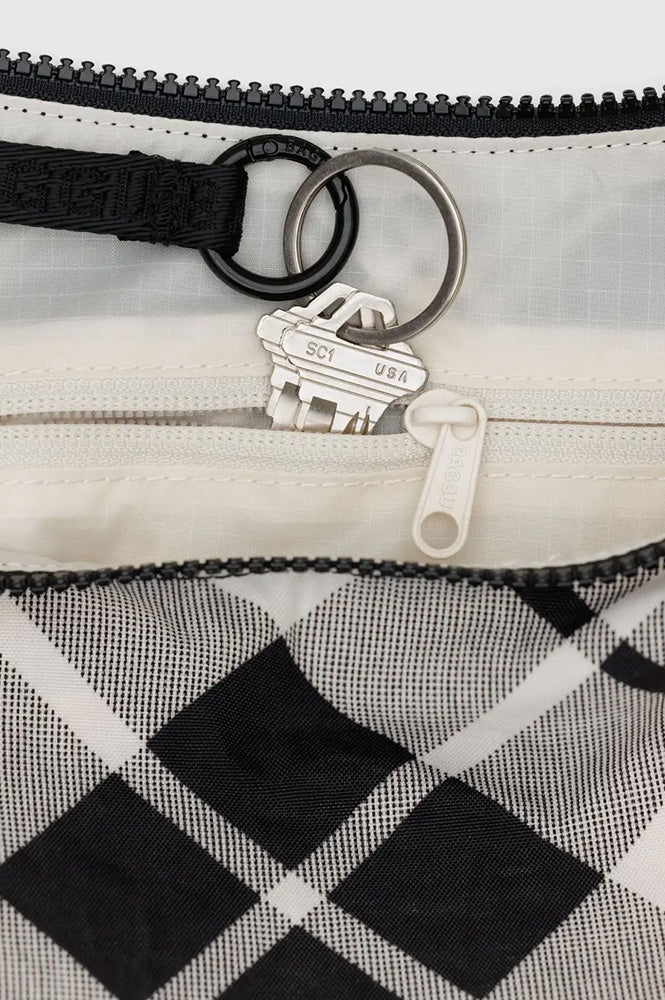 Baggu Medium Nylon Mixed Plaid Crescent Bag - The Mercantile London