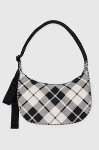 Baggu Medium Nylon Mixed Plaid Crescent Bag - The Mercantile London