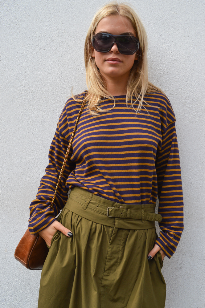 Bibico Zoe Navy & Bronze Striped Top