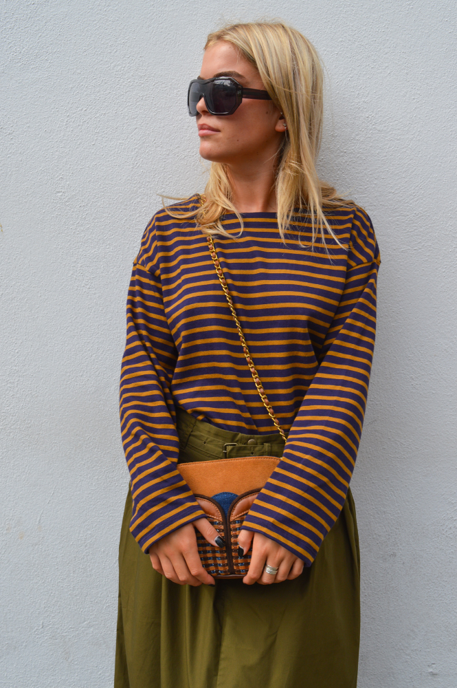 Bibico Zoe Navy & Bronze Striped Top