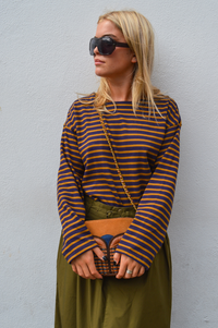 Bibico Zoe Navy & Bronze Striped Top