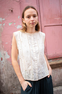Indi & Cold Floral Lace Sleeveless Blouse - The Mercantile London