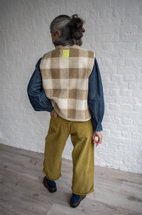 Indi & Cold Olivia Checked Teddy Sleeveless Jacket - The Mercantile London