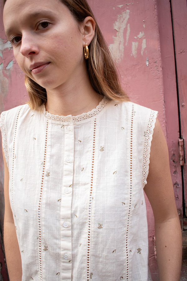 Indi & Cold Floral Lace Sleeveless Blouse - The Mercantile London
