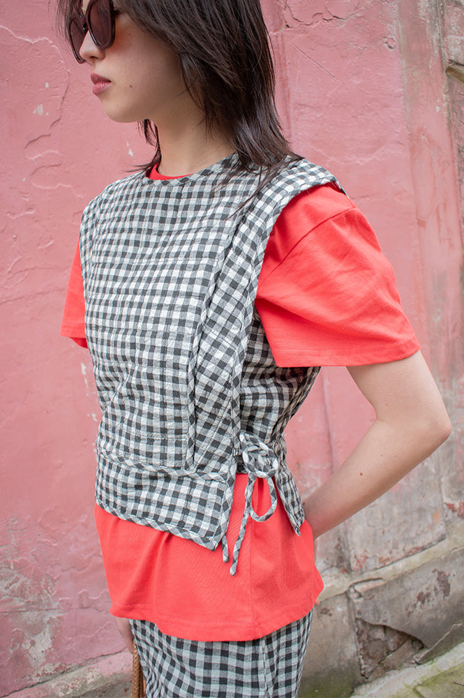 Indi & Cold Mint Green Gingham Vest - The Mercantile London