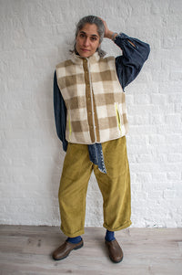 Indi & Cold Olivia Checked Teddy Sleeveless Jacket - The Mercantile London