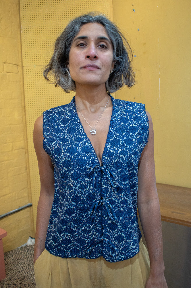 Indi & Cold Indigo Floral Tie Top - The Mercantile London