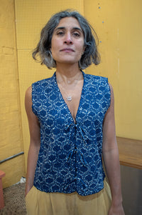 Indi & Cold Indigo Floral Tie Top - The Mercantile London