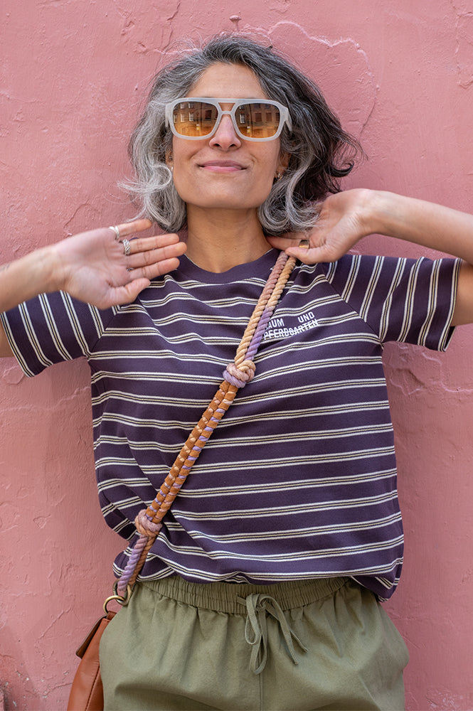 Baum Und Pferdgarten Jawo Plum Stripe Polo Top - The Mercantile London