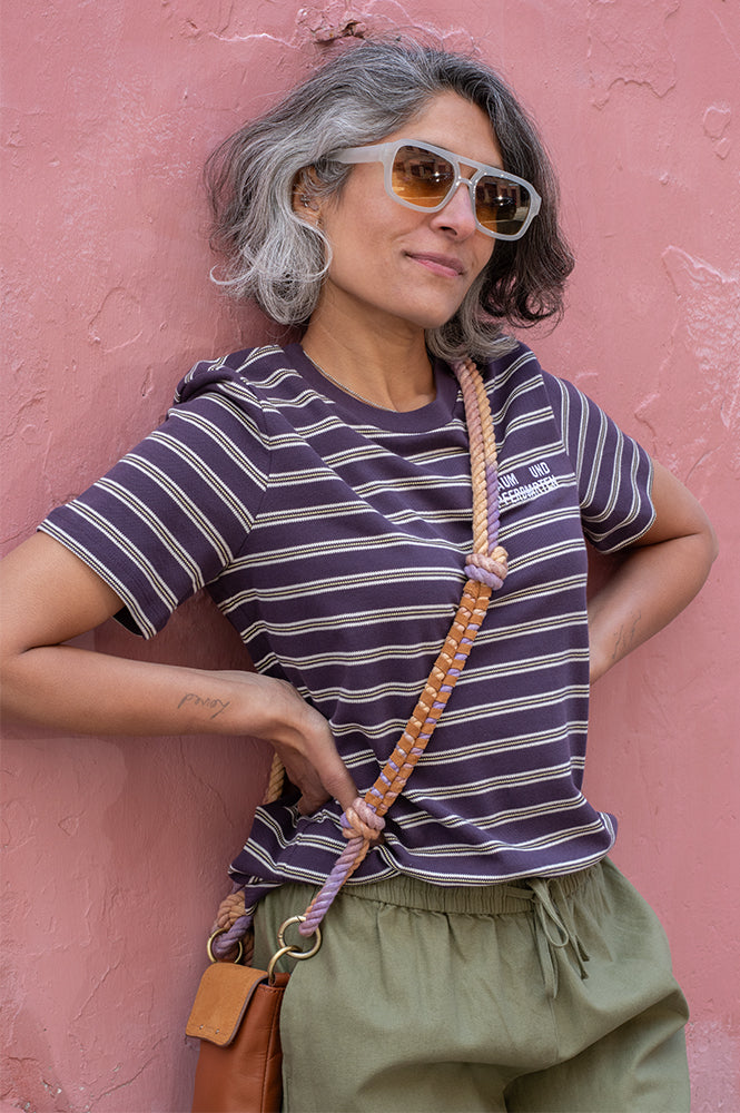 Baum Und Pferdgarten Jawo Plum Stripe Polo Top - The Mercantile London