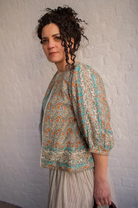 M.A.B.E Jaci Orange Floral Print Jacket - The Mercantile London