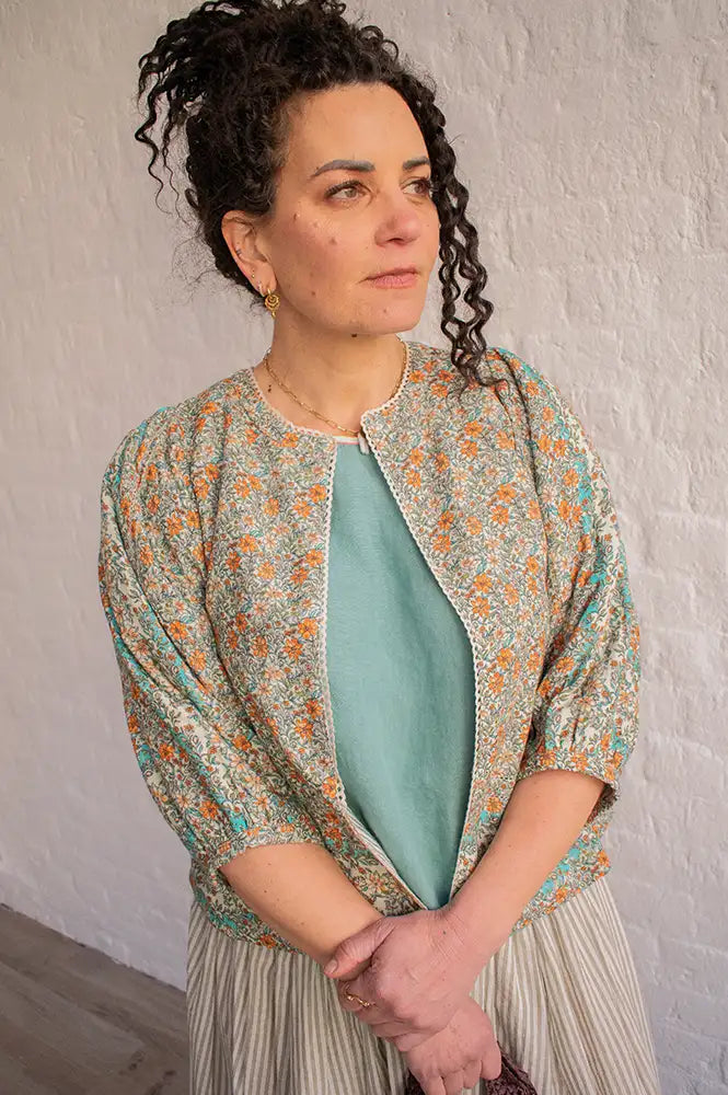 M.A.B.E Jaci Orange Floral Print Jacket - The Mercantile London