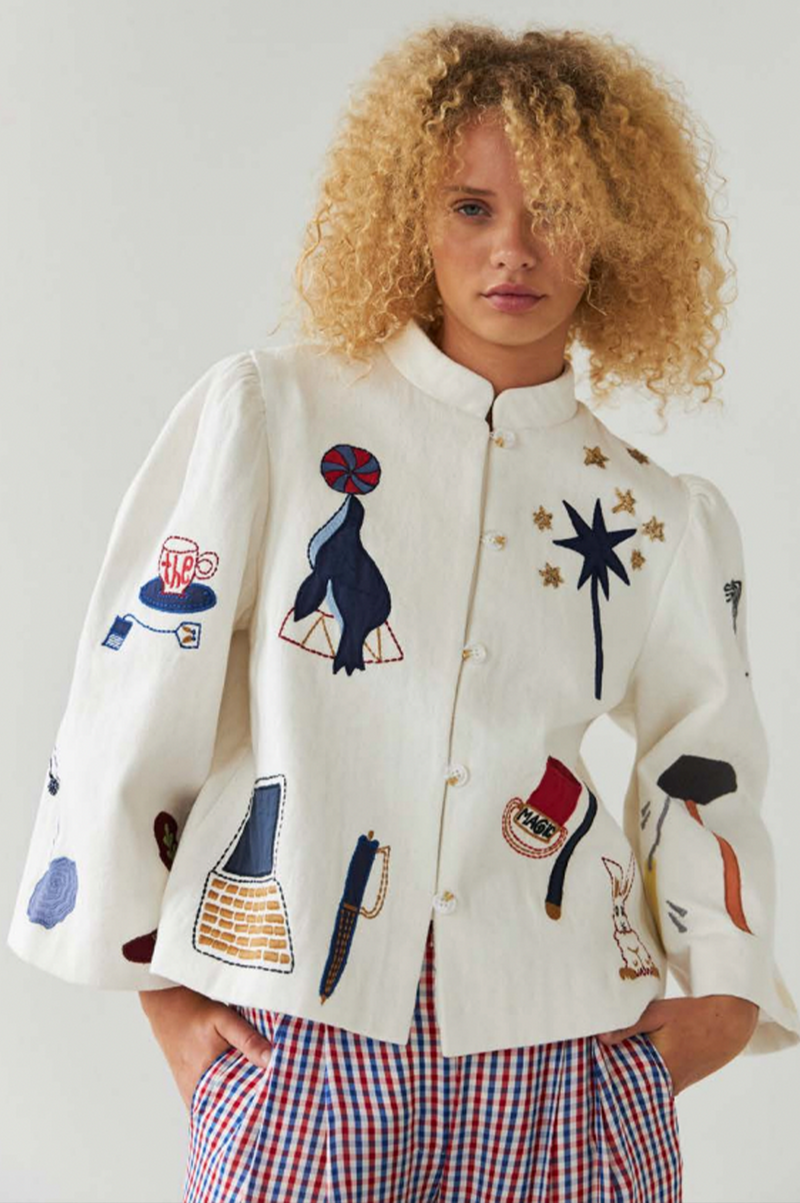 Stella Nova Embroidered Off White Jacket - The Mercantile London