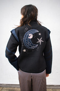 Stella Nova Black Moon And Star Embroidered Jacket - The Mercantile London