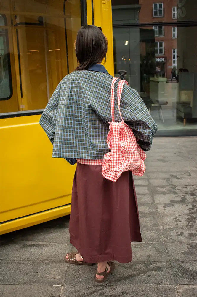 FRNCH Monica Khaki And Blue Checked Jacket