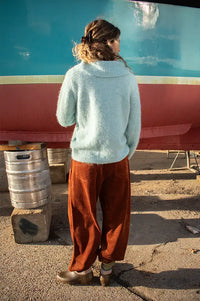Object Melea Dusty Blue Bow Collar Cardigan - The Mercantile London
