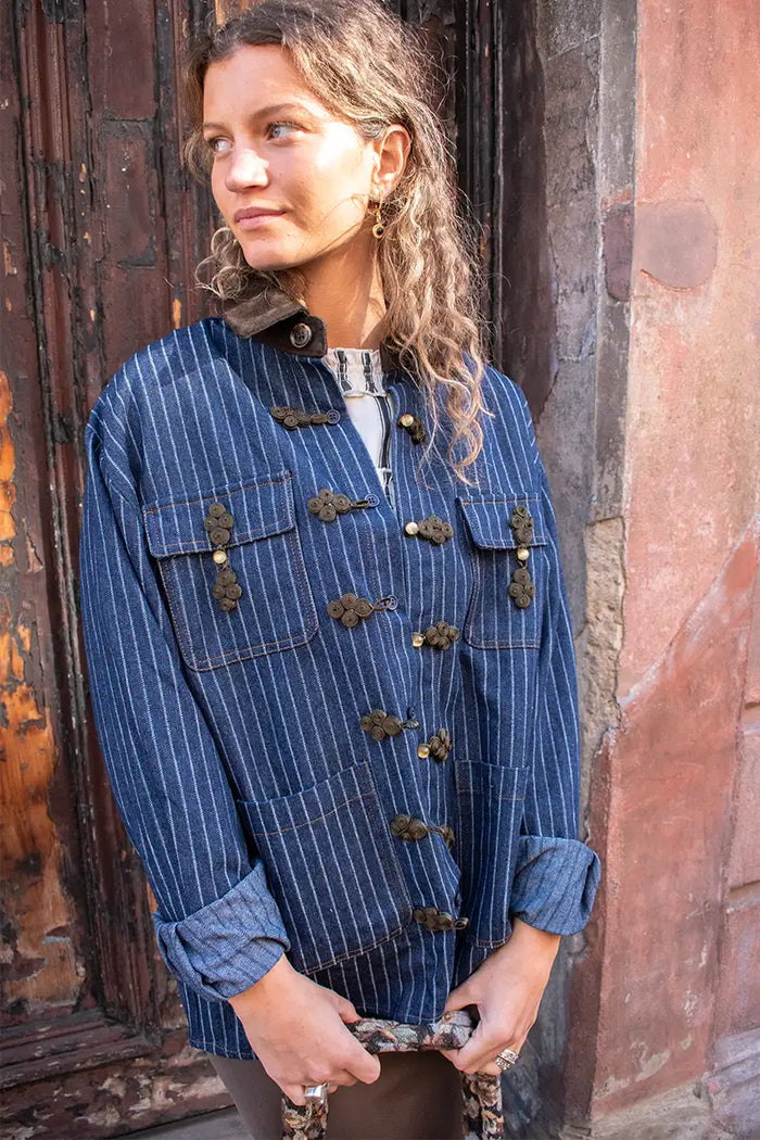 Sister Jane Libra Denim Stripe Overshirt - The Mercantile London