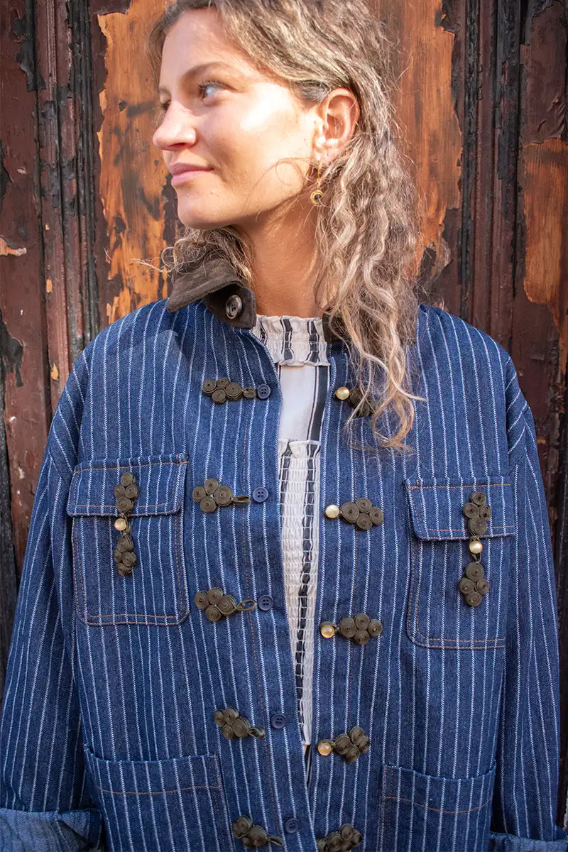 Sister Jane Libra Denim Stripe Overshirt