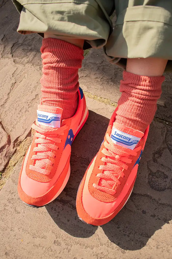 Saucony Fluo Orange & Blue 80 Trainer - The Mercantile London