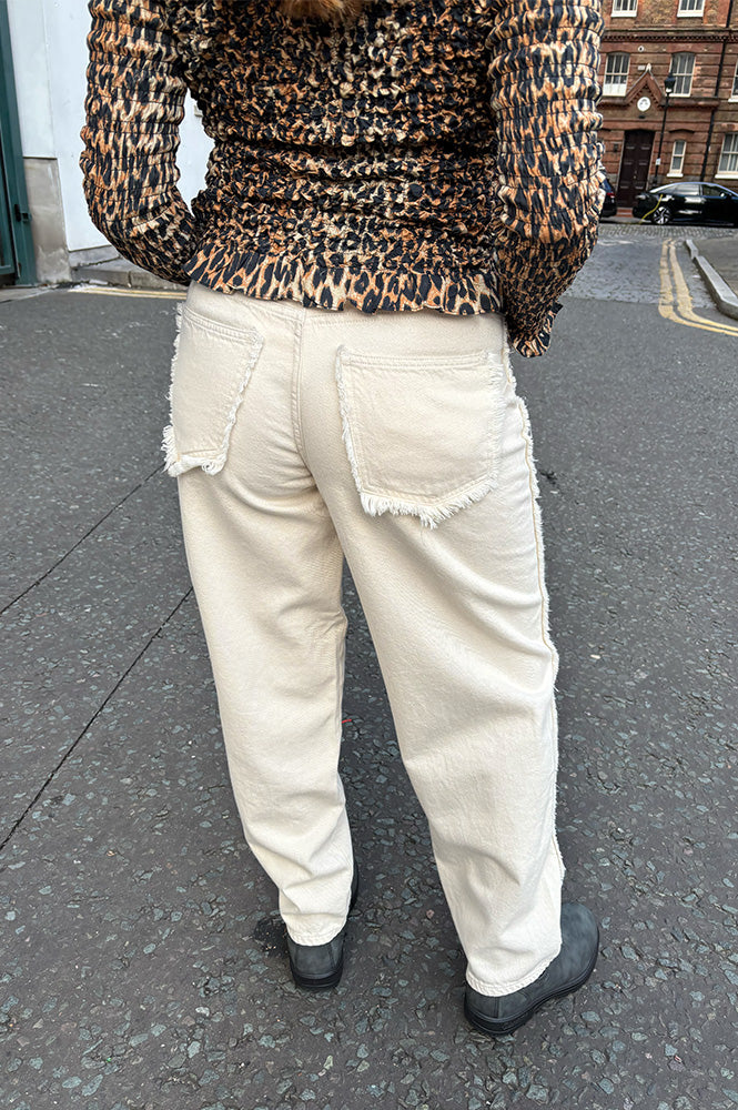 ICHI Hezano Birch Barrel Leg Jeans