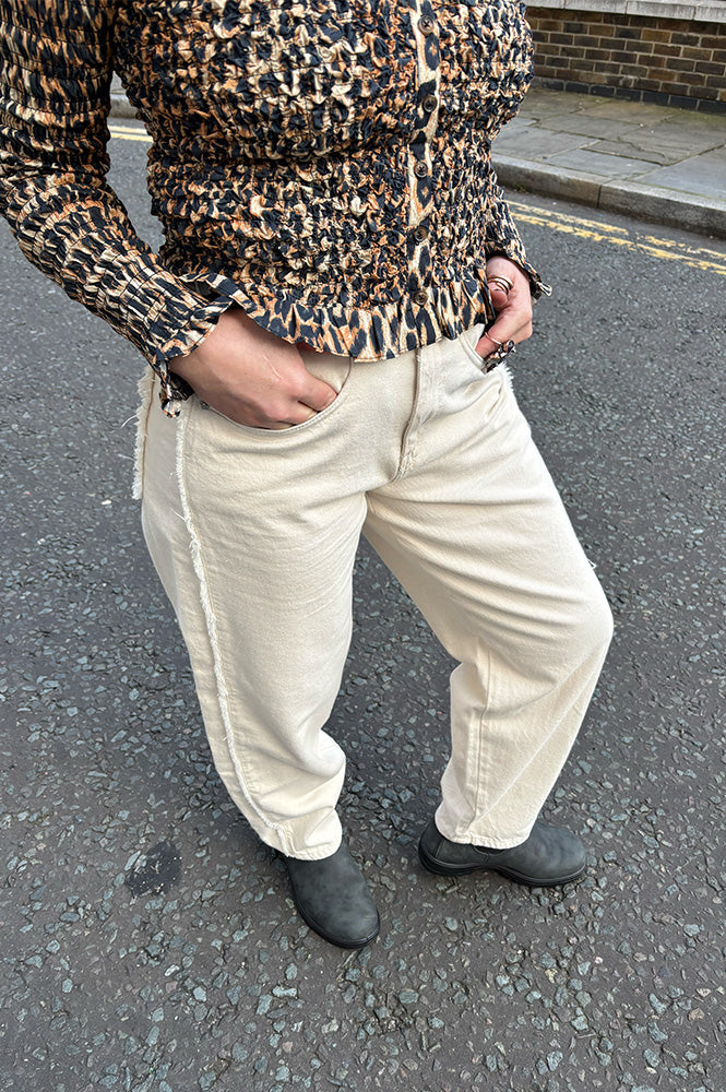 ICHI Hezano Birch Barrel Leg Jeans