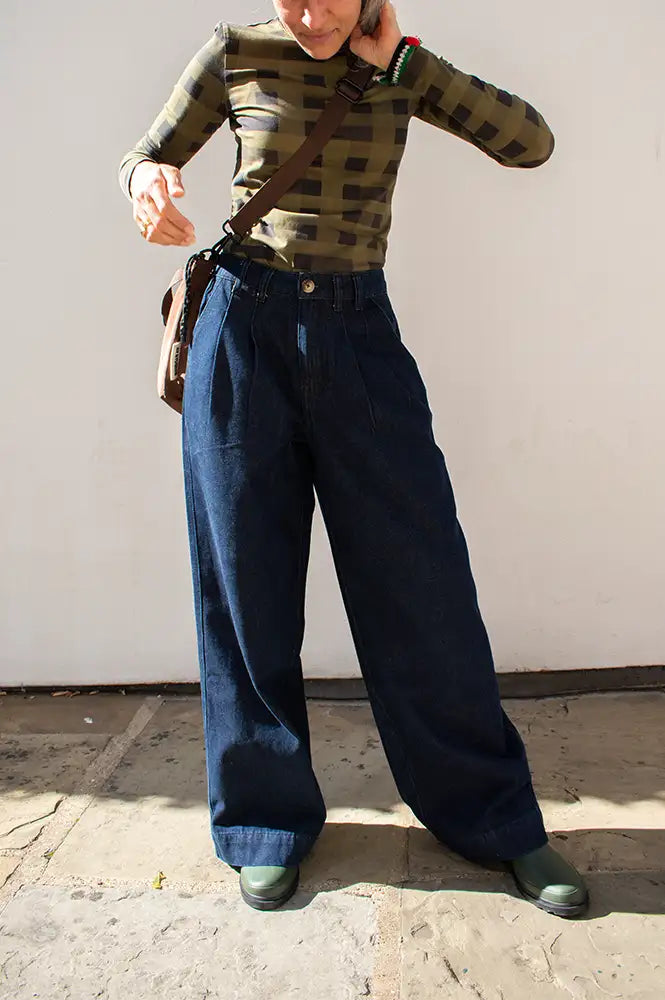 FRNCH Delphes Dark Pleated Denim Jeans