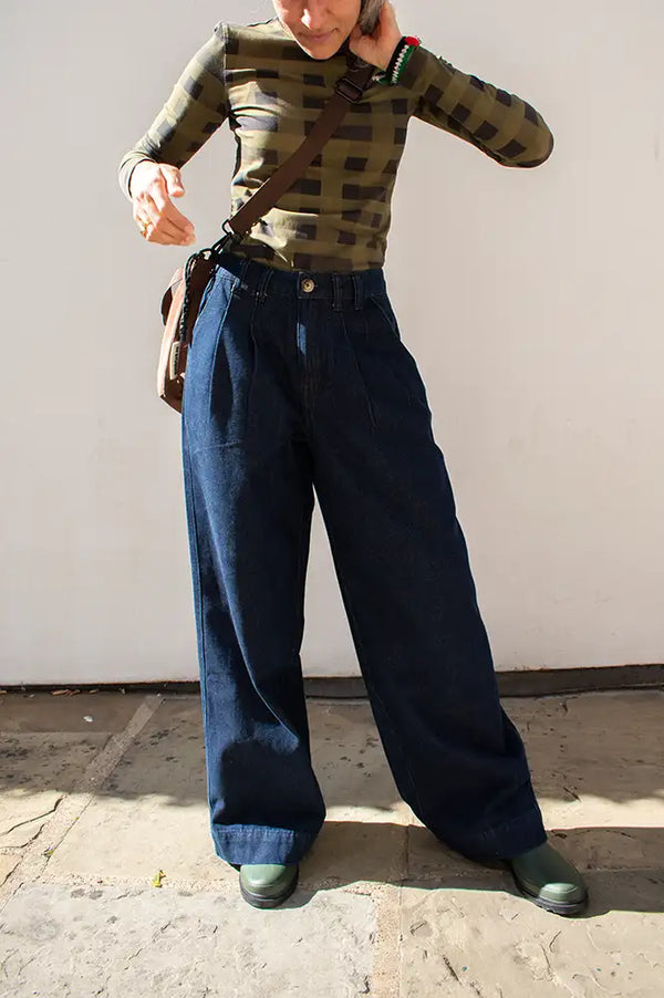 FRNCH Delphes Dark Pleated Denim Jeans