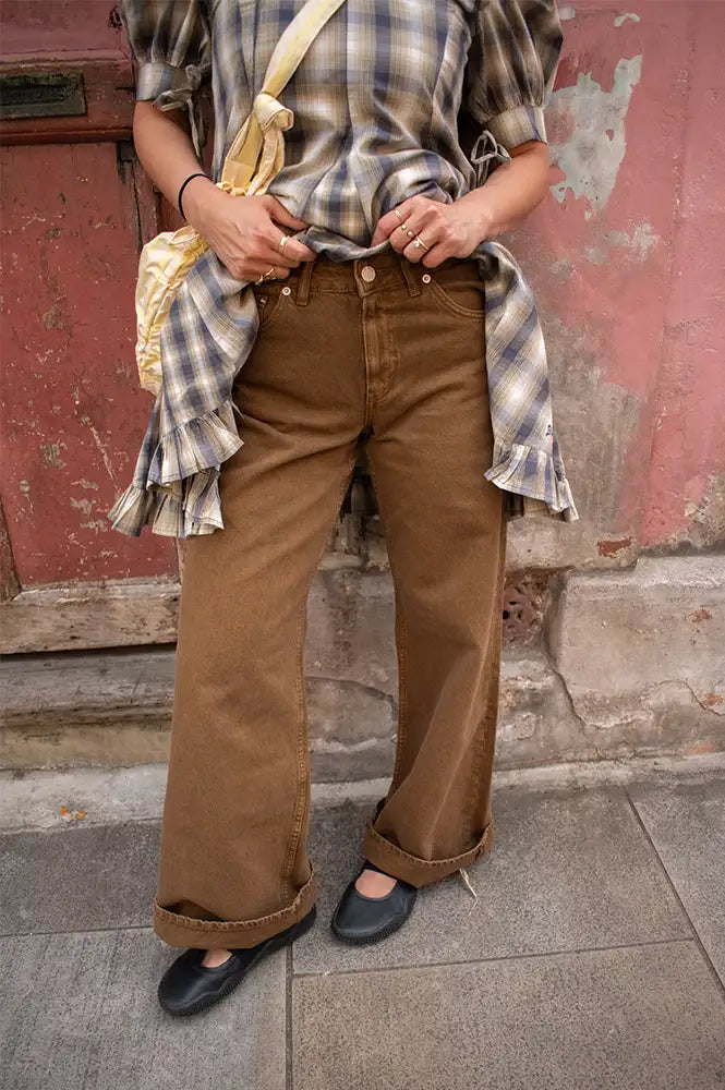 Dr Denim Rhue Low Wide Washed Teak