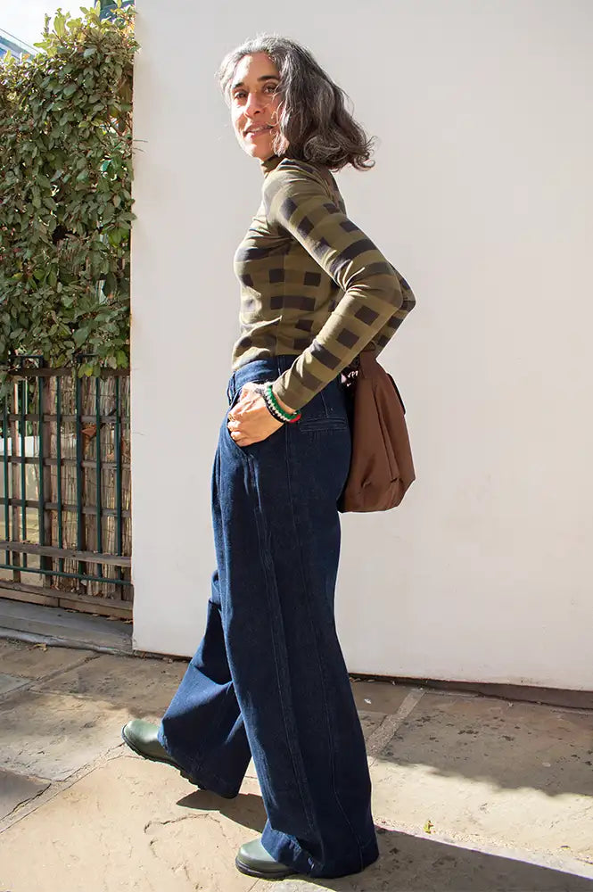 FRNCH Delphes Dark Pleated Denim Jeans