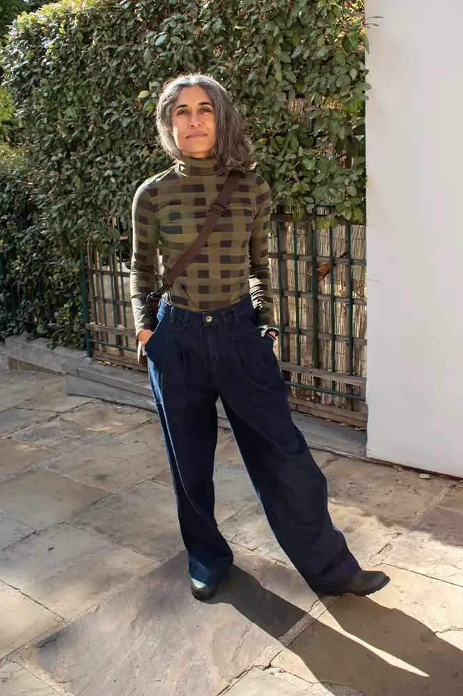 FRNCH Delphes Dark Pleated Denim Jeans