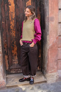 My Essential Wardrobe Lance Dark Brown Barrel Jean - The Mercantile London