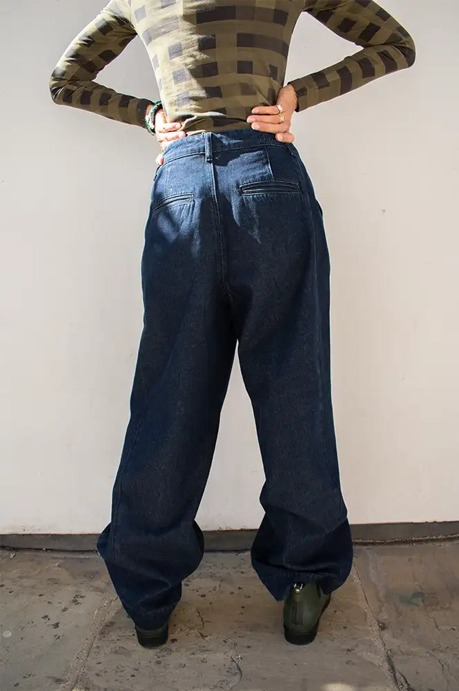 FRNCH Delphes Dark Pleated Denim Jeans