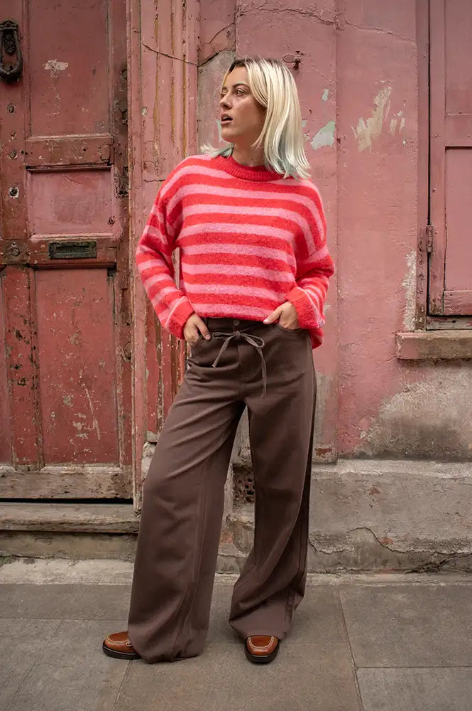 Object Rosie Seal Brown Tie Waist Jeans