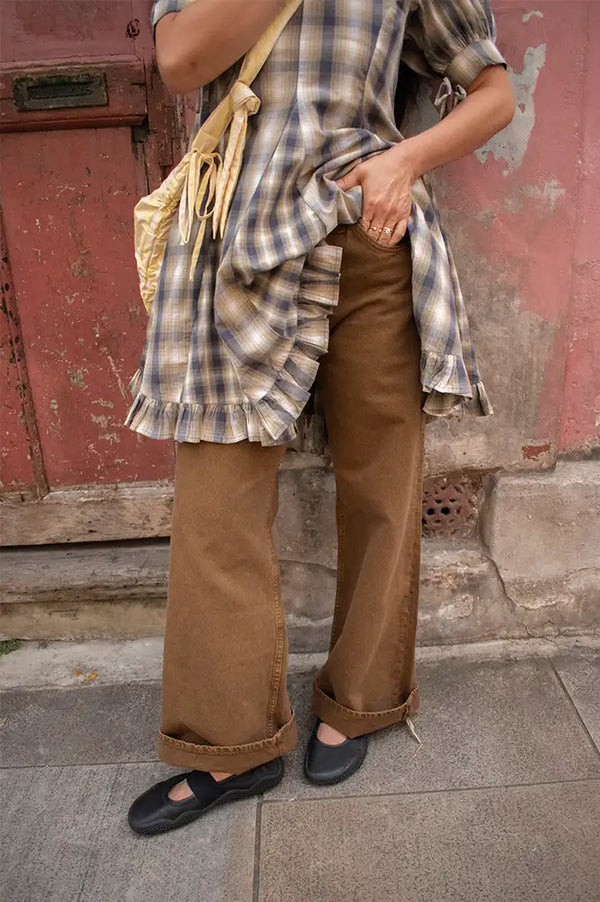 Dr Denim Rhue Low Wide Washed Teak