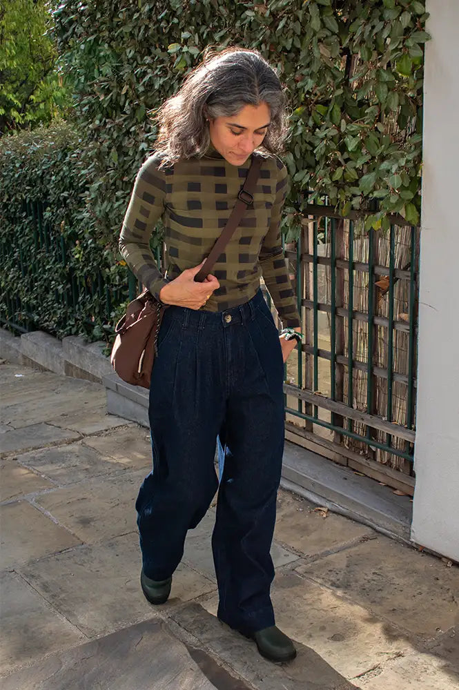 FRNCH Delphes Dark Pleated Denim Jeans