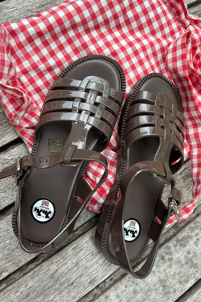 JuJu Riley Chocolate Open Toe Jelly Shoes