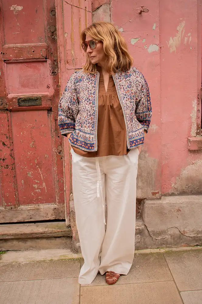 M.A.B.E Cass Indigo & Rust Print Jacket - The Mercantile London