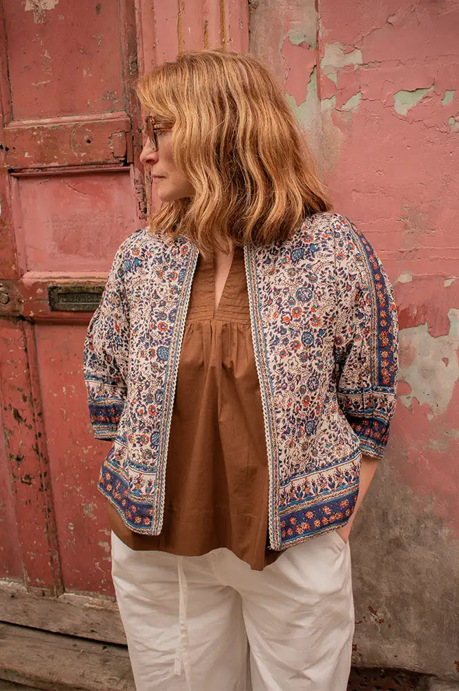 M.A.B.E Cass Indigo & Rust Print Jacket - The Mercantile London