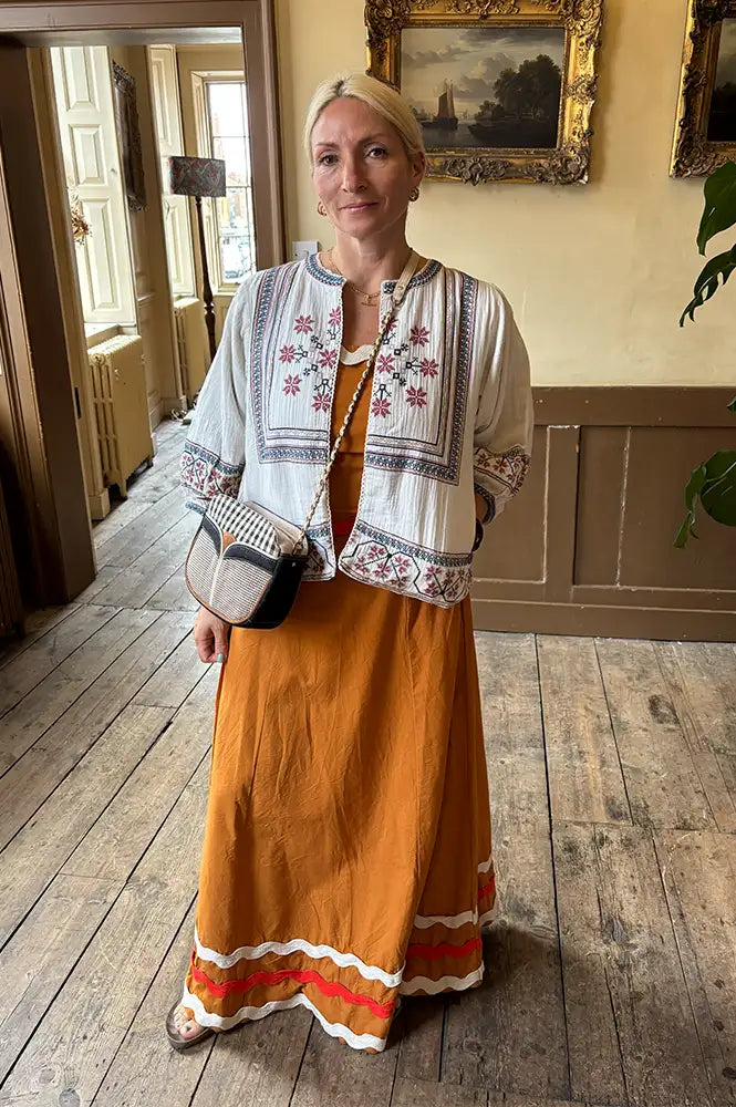 M.A.B.E Calista Ecru Embroidered Jacket