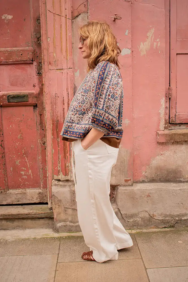 M.A.B.E Cass Indigo & Rust Print Jacket - The Mercantile London