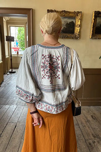 M.A.B.E Calista Ecru Embroidered Jacket