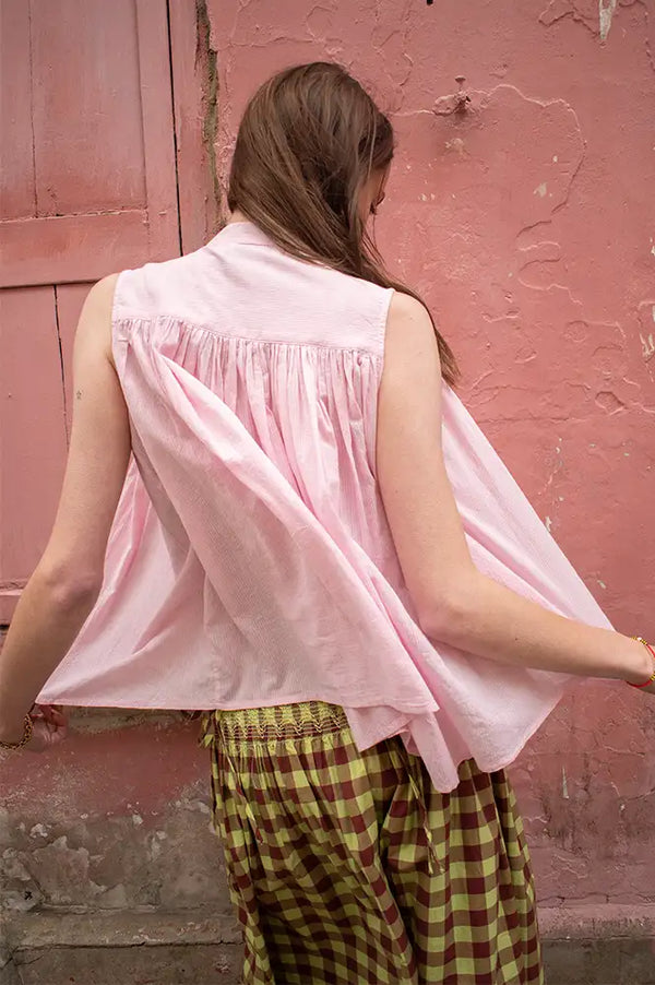 Charlie Joe Naoko Pink Sleeveless Shirt - The Mercantile London