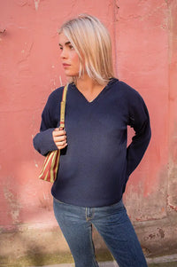 My Essential Wardrobe Jola Navy Hooded Jumper - The Mercantile London