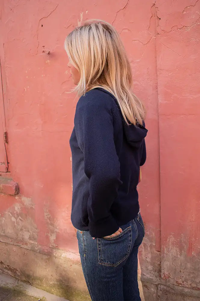My Essential Wardrobe Jola Navy Hooded Jumper - The Mercantile London