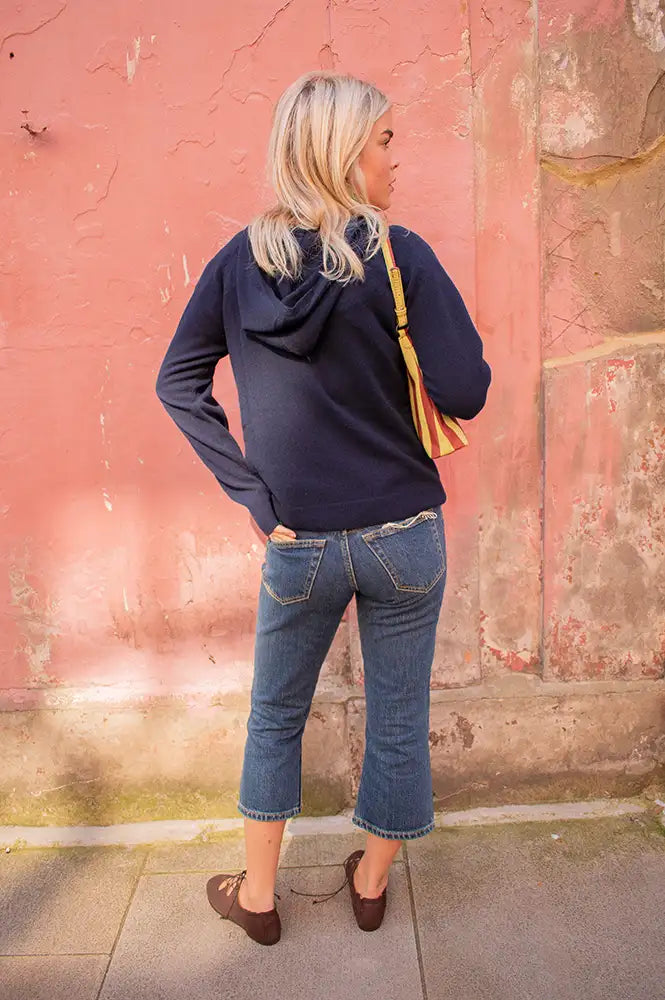 My Essential Wardrobe Jola Navy Hooded Jumper - The Mercantile London