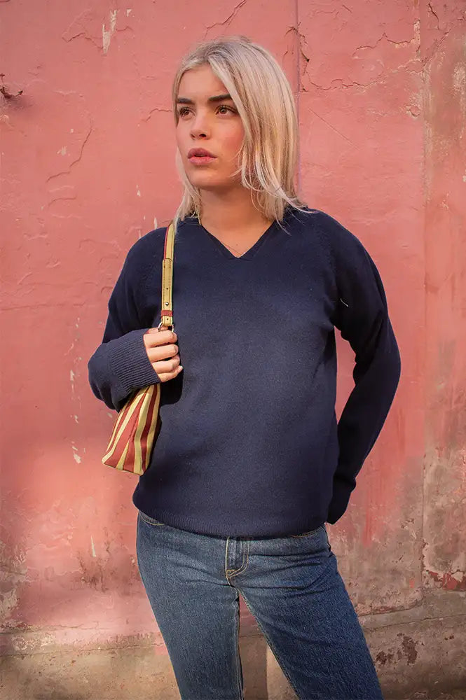 My Essential Wardrobe Jola Navy Hooded Jumper - The Mercantile London
