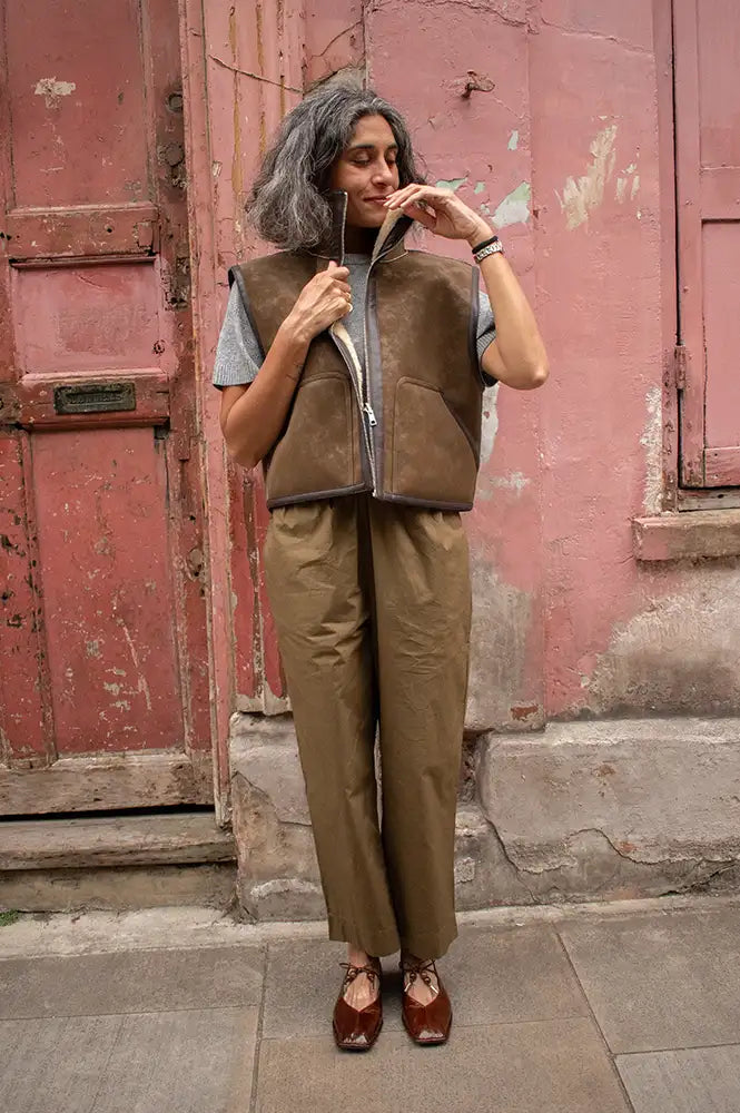 Bellerose Jonson Sheep Brown Reversible Sleeveless Jacket